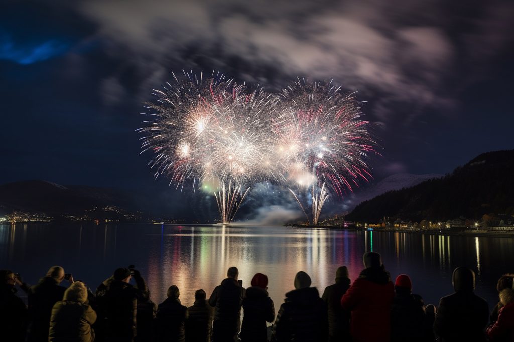 Fuegos artificiales de noche